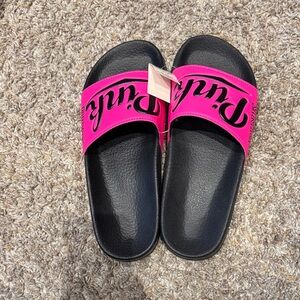 Pink and Black Slide Sandals